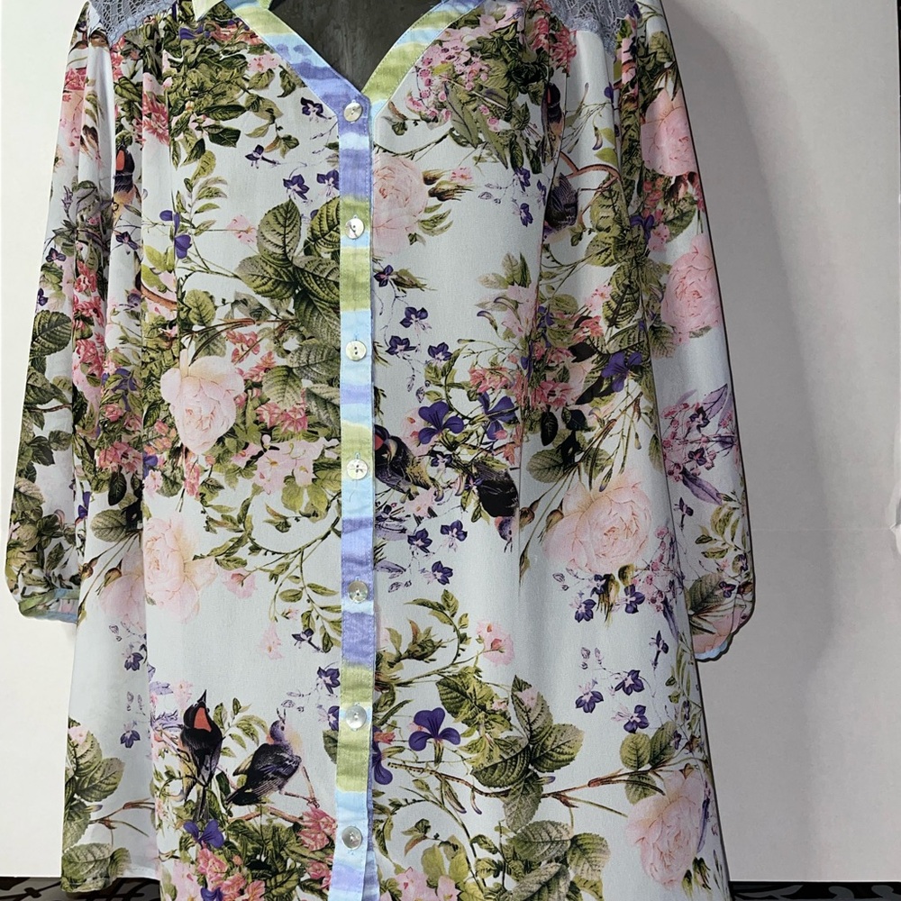 Fig and Flower Pastel Lace Blouse